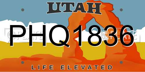 PHQ1836 Utah License Plate