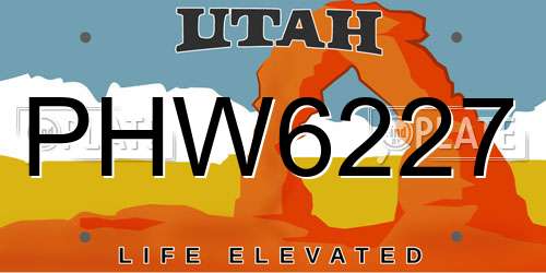 PHW6227 Utah License Plate