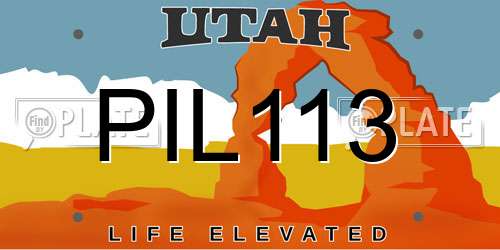 PIL113 Utah License Plate