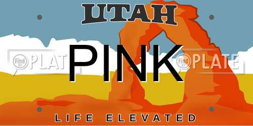 PINK Utah License Plate