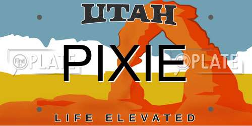 PIXIE Utah License Plate
