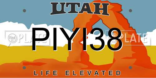 PIYI38 Utah License Plate