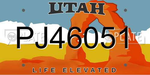 PJ46051 Utah License Plate