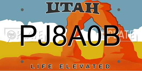 PJ8A0B Utah License Plate