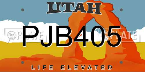 PJB405 Utah License Plate