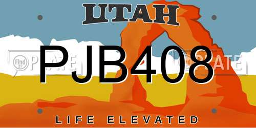 PJB408 Utah License Plate