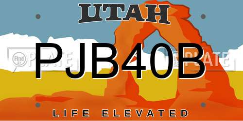 PJB40B Utah License Plate