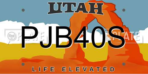 PJB40S Utah License Plate