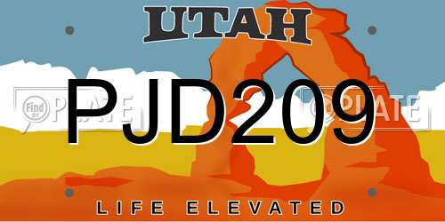 PJD209 Utah License Plate