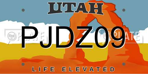 PJDZ09 Utah License Plate