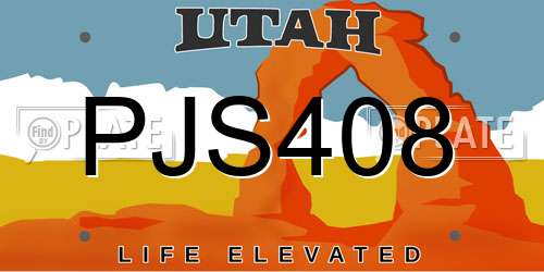 PJS408 Utah License Plate