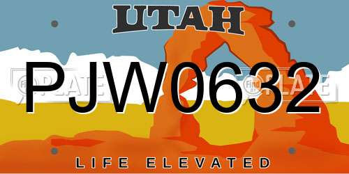 PJW0632 Utah License Plate
