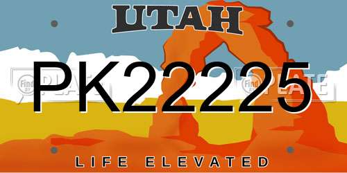 PK22225 Utah License Plate
