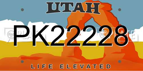PK22228 Utah License Plate