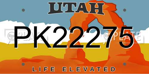 PK22275 Utah License Plate