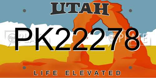 PK22278 Utah License Plate