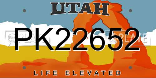 PK22652 Utah License Plate