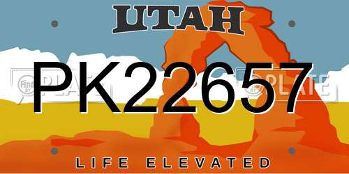 PK22657 Utah License Plate