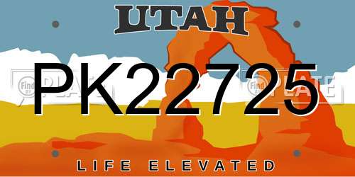 PK22725 Utah License Plate