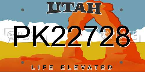 PK22728 Utah License Plate