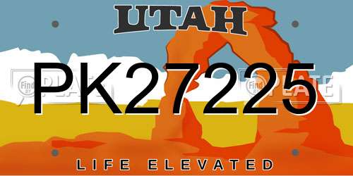 PK27225 Utah License Plate