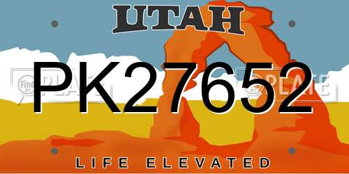 PK27652 Utah License Plate
