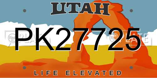 PK27725 Utah License Plate