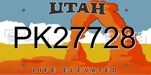 PK27728 Utah License Plate