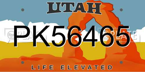 PK56465 Utah License Plate