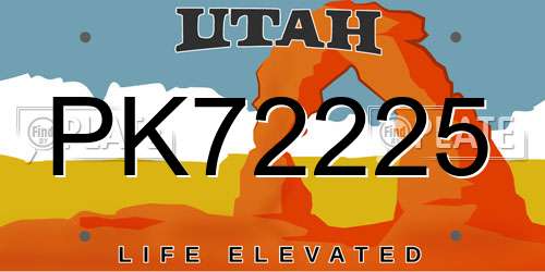 PK72225 Utah License Plate