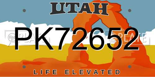 PK72652 Utah License Plate