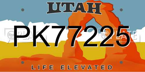 PK77225 Utah License Plate