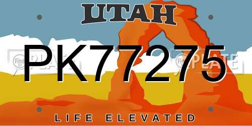 PK77275 Utah License Plate
