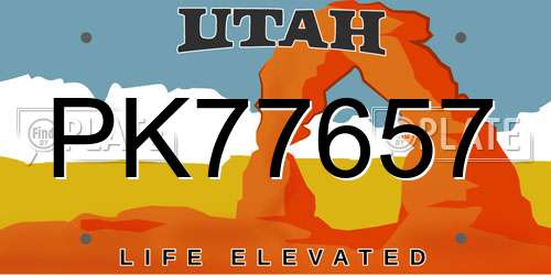 PK77657 Utah License Plate