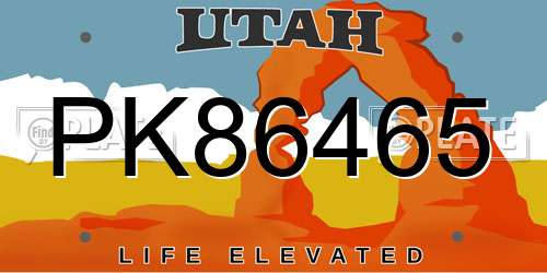 PK86465 Utah License Plate