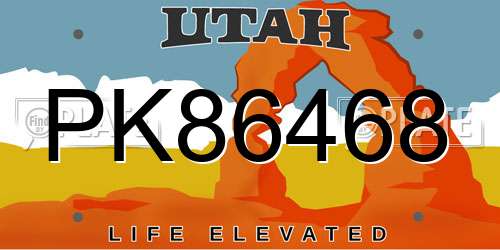 PK86468 Utah License Plate