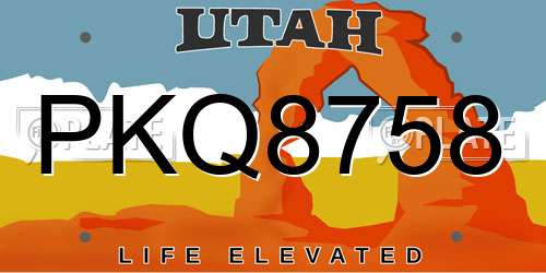 PKQ8758 Utah License Plate