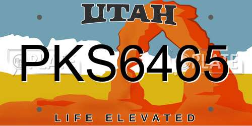 PKS6465 Utah License Plate