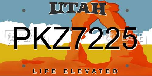 PKZ7225 Utah License Plate