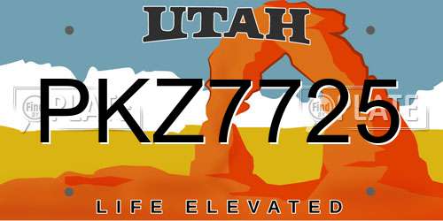 PKZ7725 Utah License Plate
