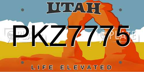 PKZ7775 Utah License Plate