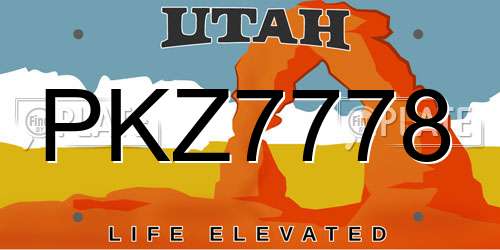 PKZ7778 Utah License Plate