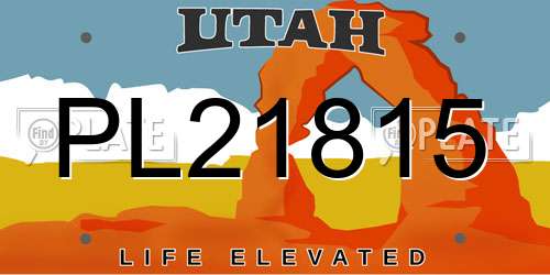 PL21815 Utah License Plate