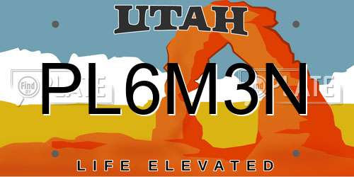 PL6M3N Utah License Plate
