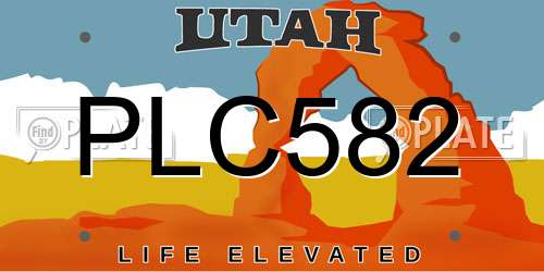 PLC582 Utah License Plate