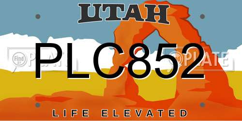PLC852 Utah License Plate