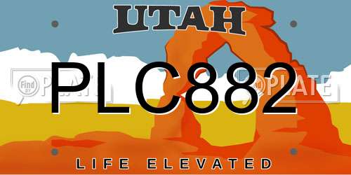 PLC882 Utah License Plate