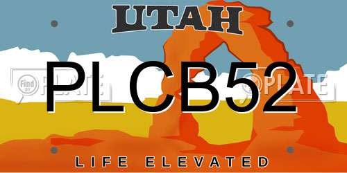 PLCB52 Utah License Plate