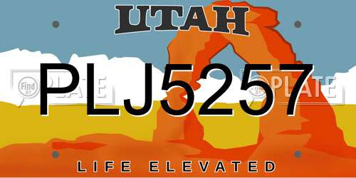 PLJ5257 Utah License Plate