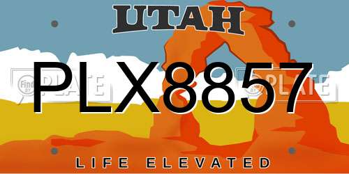 PLX8857 Utah License Plate
